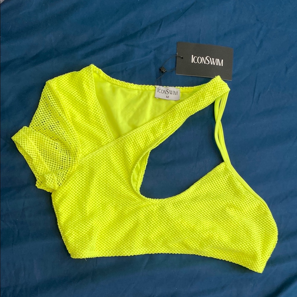 Icon Swim Neon Yellow Mesh Bikini Top